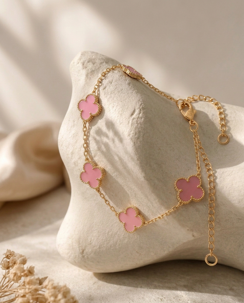 Bracelets — Rose, sur pierre claire