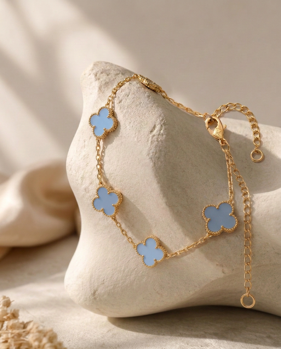 Bracelets — Bleu ciel, sur pierre claire